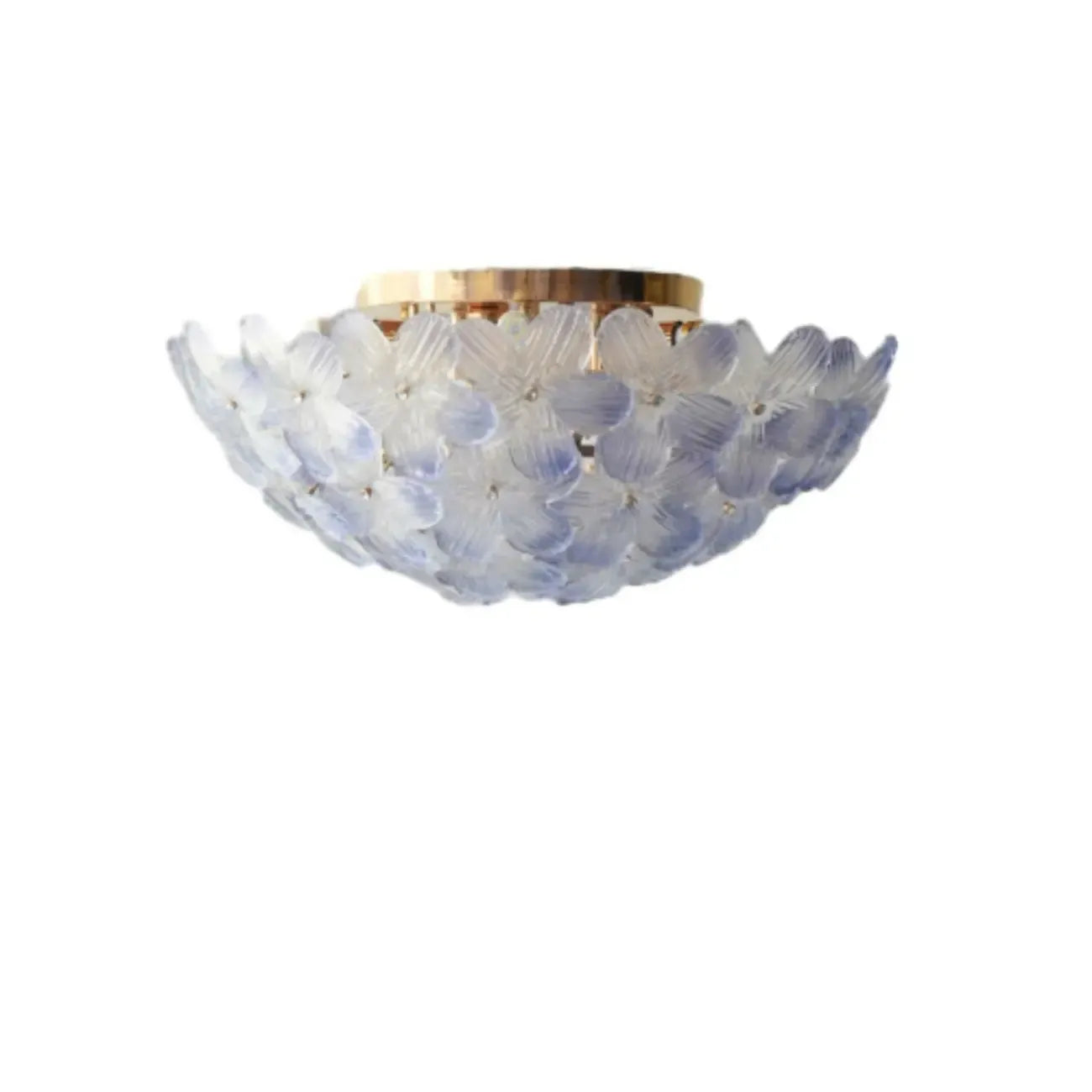 Plafonnier semi-encastré élégant à dôme en verre à motif floral