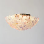 Plafonnier semi-encastré élégant à dôme en verre à motif floral