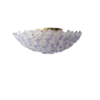 Plafonnier semi-encastré élégant à dôme en verre à motif floral