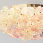 Plafonnier semi-encastré élégant à dôme en verre à motif floral