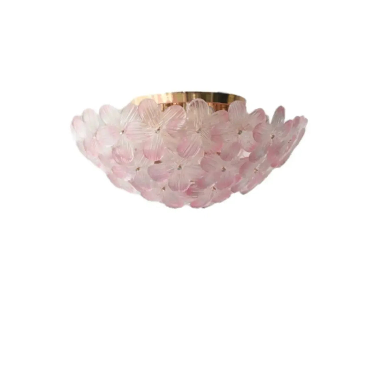 Plafonnier semi-encastré élégant à dôme en verre à motif floral