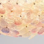 Plafonnier semi-encastré élégant à dôme en verre à motif floral