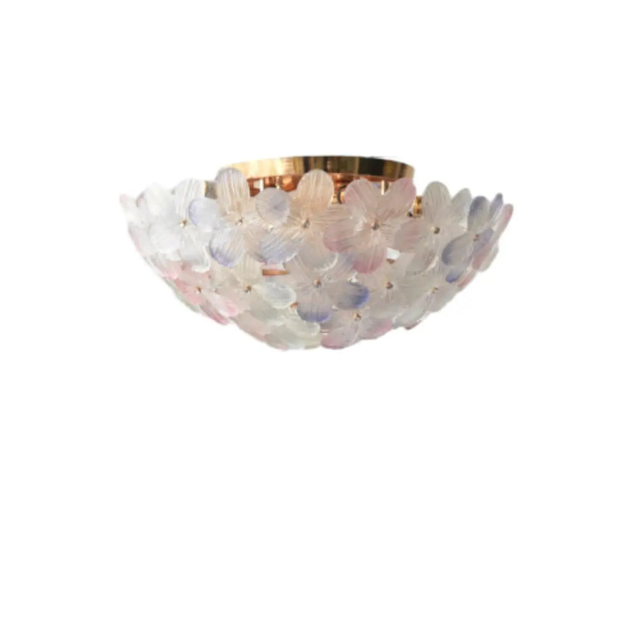 Plafonnier semi-encastré élégant à dôme en verre à motif floral