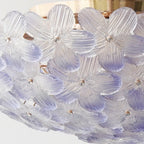 Plafonnier semi-encastré élégant à dôme en verre à motif floral