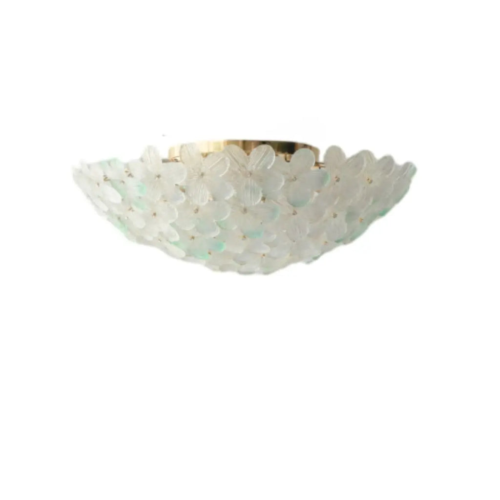 Plafonnier semi-encastré élégant à dôme en verre à motif floral