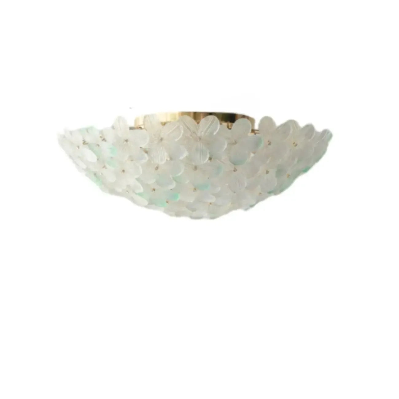 Plafonnier semi-encastré élégant à dôme en verre à motif floral
