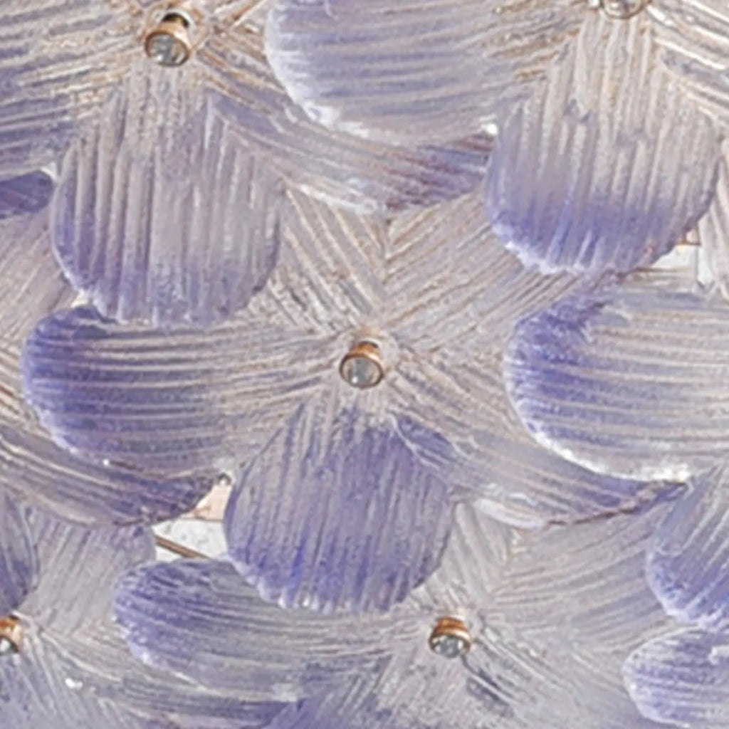Plafonnier semi-encastré élégant à dôme en verre à motif floral