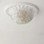 Plafonnier semi-encastré élégant à dôme en verre à motif floral