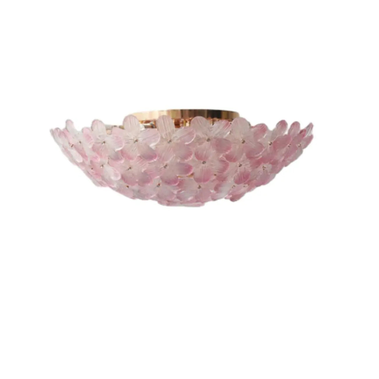 Plafonnier semi-encastré élégant à dôme en verre à motif floral