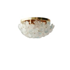 Plafonnier semi-encastré élégant à dôme en verre à motif floral
