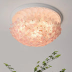 Plafonnier semi-encastré élégant à dôme en verre à motif floral