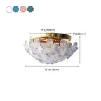 Plafonnier semi-encastré élégant à dôme en verre à motif floral
