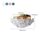 Plafonnier semi-encastré élégant à dôme en verre à motif floral