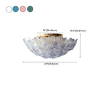 Plafonnier semi-encastré élégant à dôme en verre à motif floral