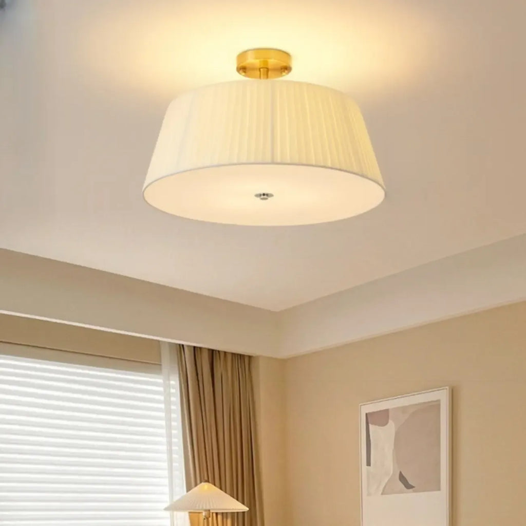 Plafonnier LED semi-encastré géométrique en tissu pour chambre