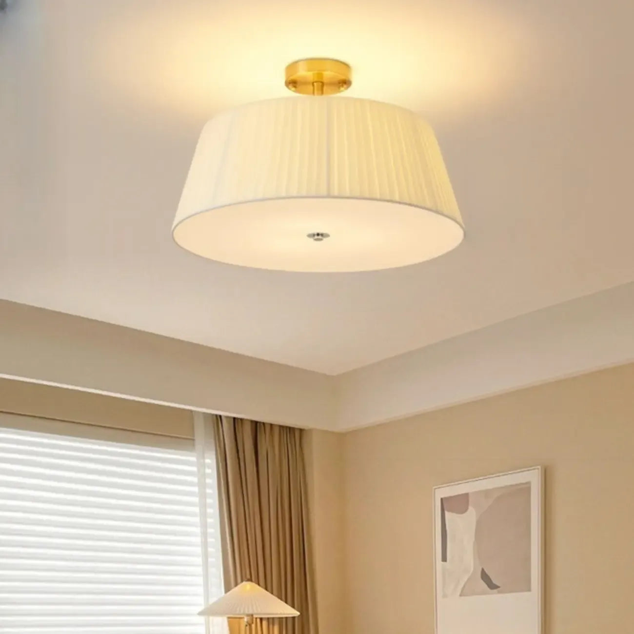 Plafonnier LED semi-encastré géométrique en tissu pour chambre