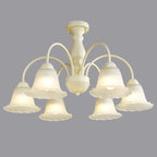 Plafonnier semi-encastré beige vintage en verre dépoli vers le bas
