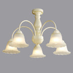 Plafonnier semi-encastré beige vintage en verre dépoli vers le bas