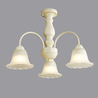 Plafonnier semi-encastré beige vintage en verre dépoli vers le bas
