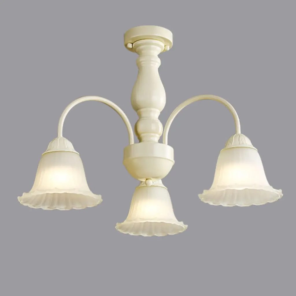 Plafonnier semi-encastré beige vintage en verre dépoli vers le bas