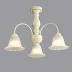 Plafonnier semi-encastré beige vintage en verre dépoli vers le bas
