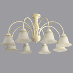 Plafonnier semi-encastré beige vintage en verre dépoli vers le bas
