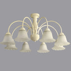 Plafonnier semi-encastré beige vintage en verre dépoli vers le bas