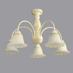 Plafonnier semi-encastré beige vintage en verre dépoli vers le bas