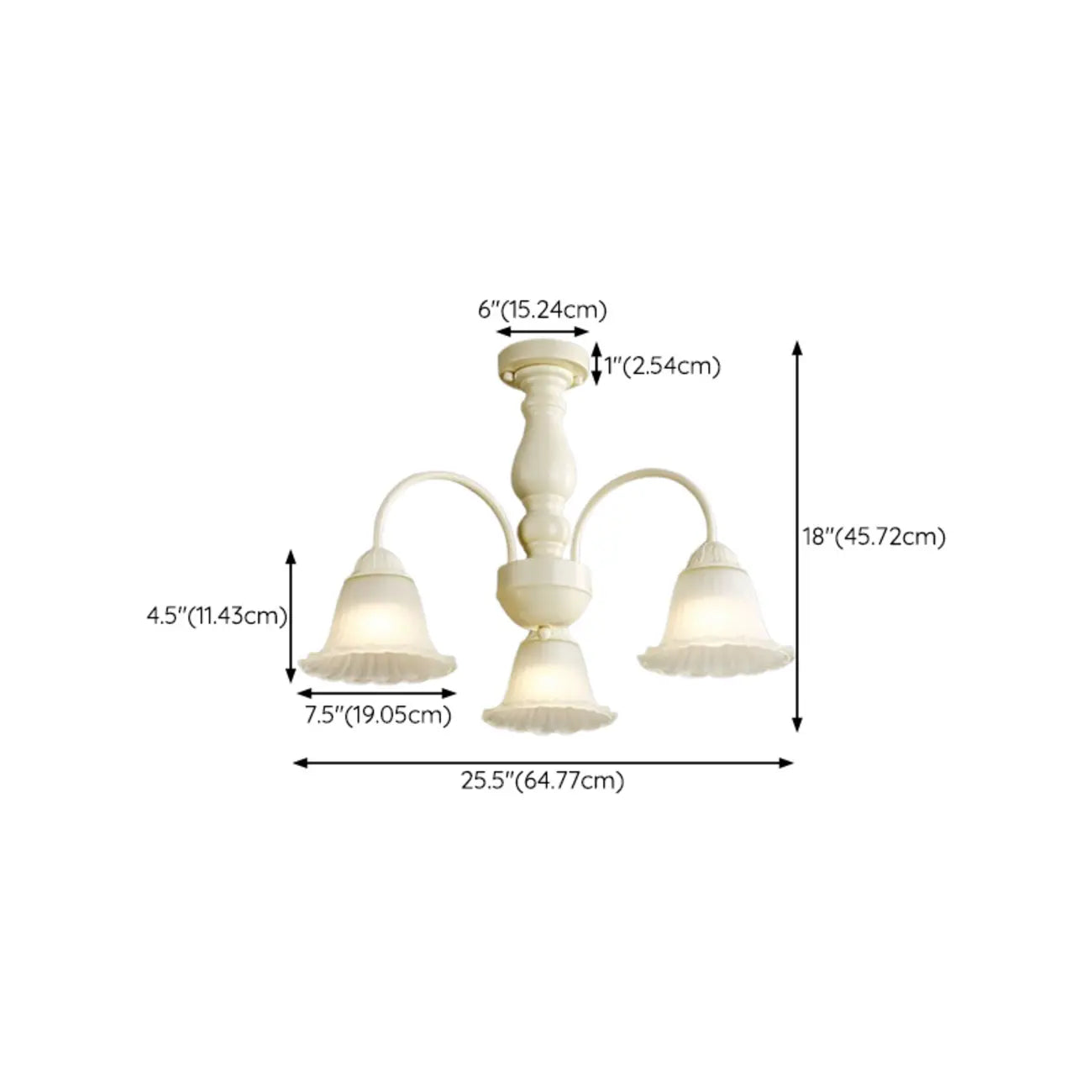 Plafonnier semi-encastré beige vintage en verre dépoli vers le bas