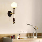 Applique murale moderne Globe noire avec chaînette pour chambre à coucher