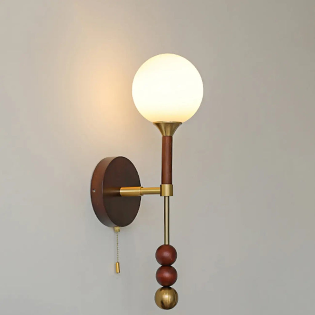 Applique murale moderne Globe noire avec chaînette pour chambre à coucher