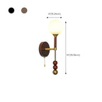 Applique murale moderne Globe noire avec chaînette pour chambre à coucher