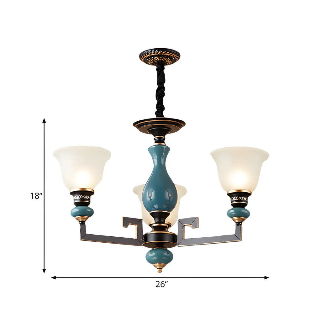 Lustre géométrique en verre et céramique noire