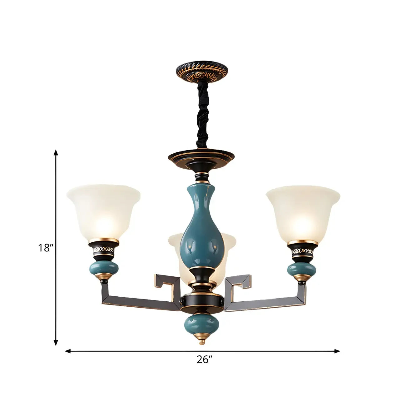 Lustre géométrique en verre et céramique noire