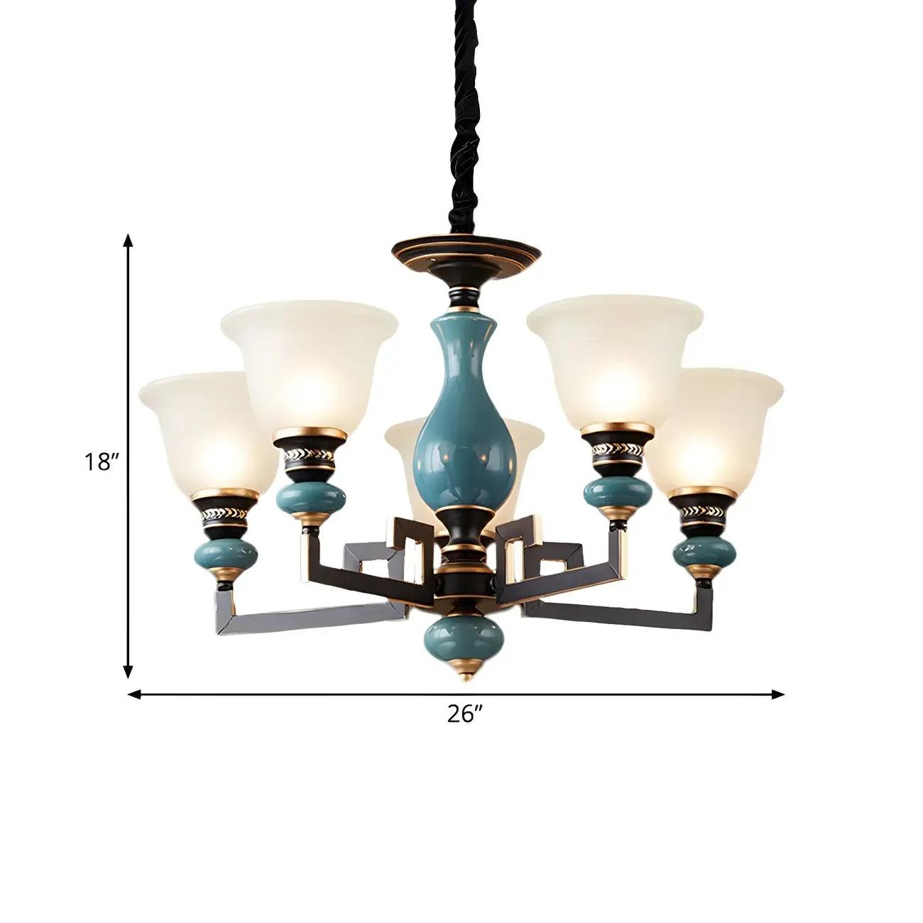 Lustre géométrique en verre et céramique noire