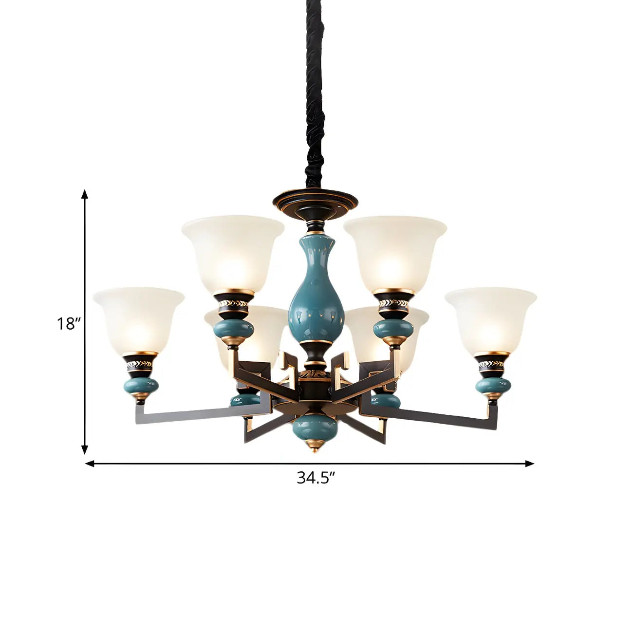 Lustre géométrique en verre et céramique noire