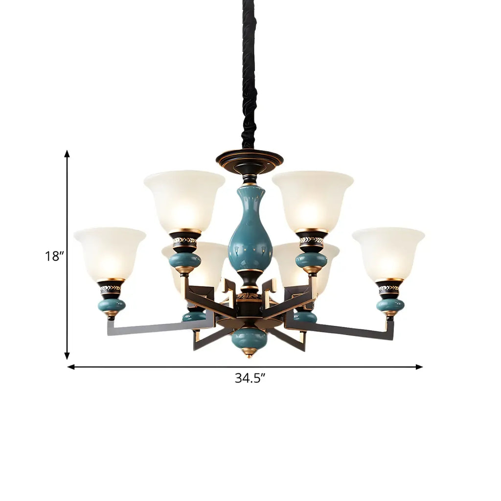 Lustre géométrique en verre et céramique noire