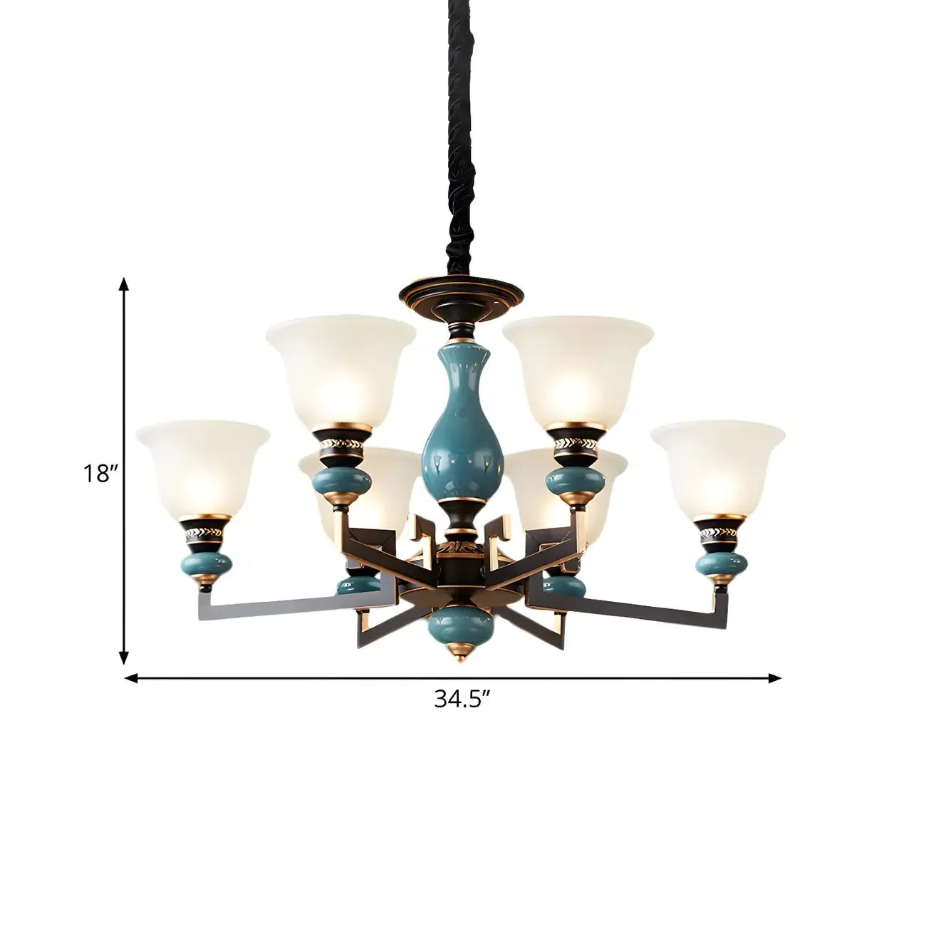 Lustre géométrique en verre et céramique noire
