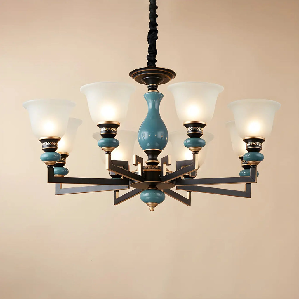 Lustre géométrique en verre et céramique noire