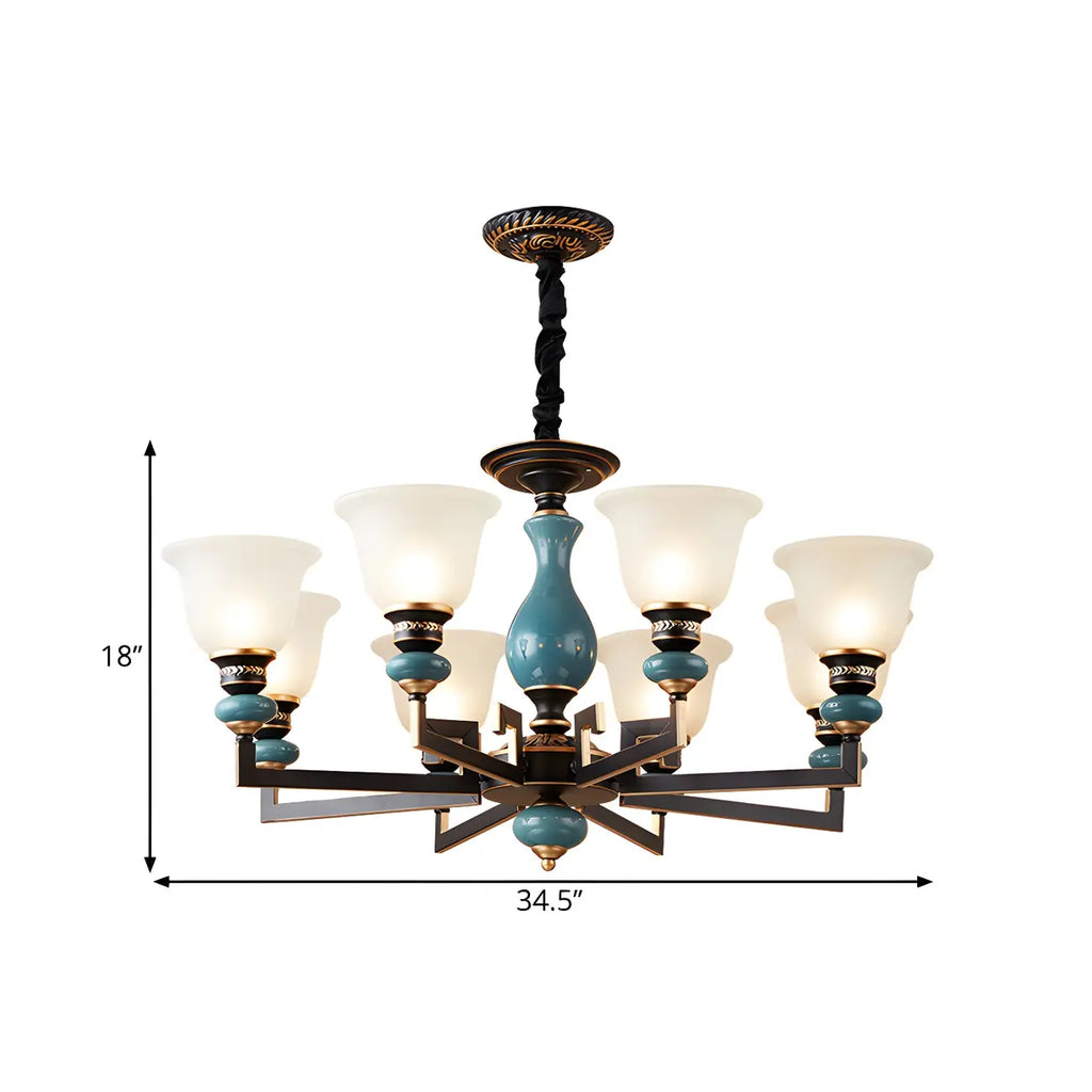Lustre géométrique en verre et céramique noire