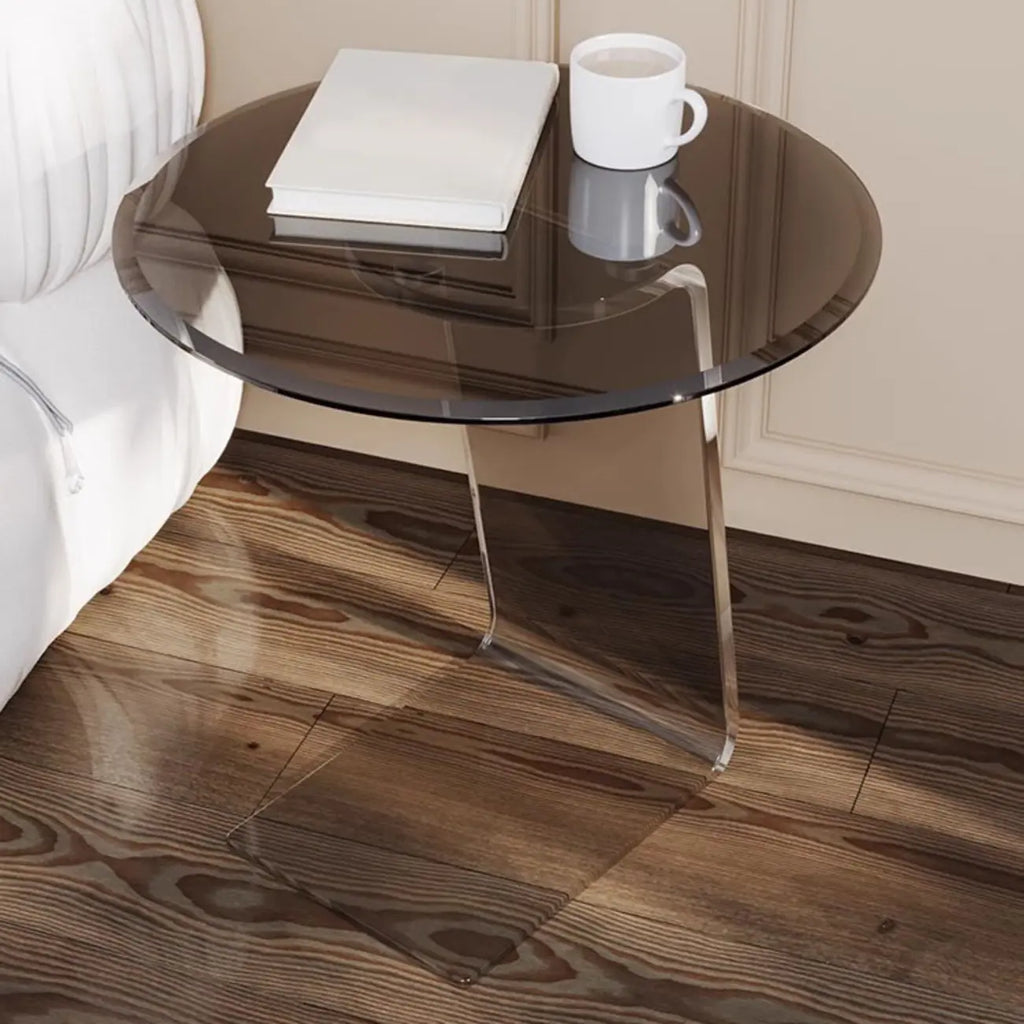 Table d'appoint ronde classique en verre avec base en acrylique pour salon