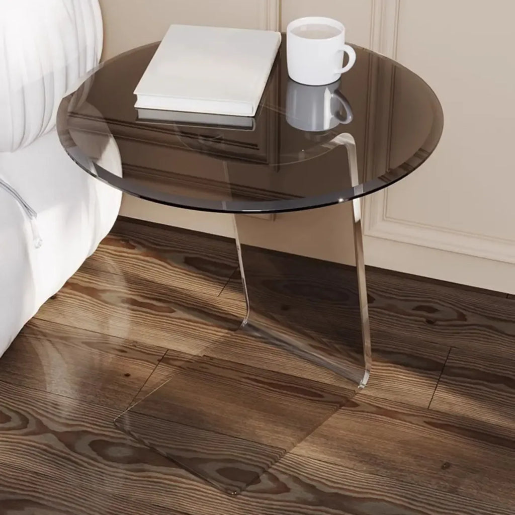 Table d'appoint ronde classique en verre avec base en acrylique pour salon