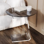 Table d'appoint ronde classique en verre avec base en acrylique pour salon