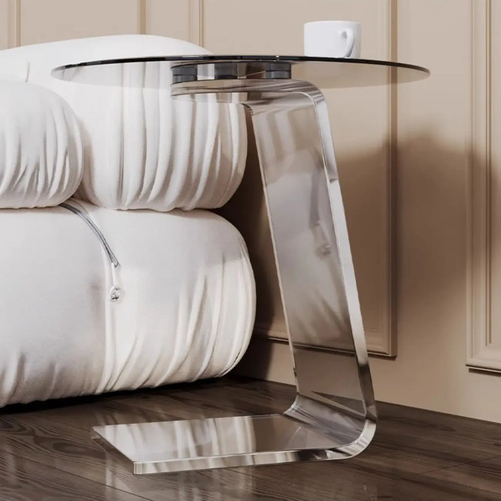 Table d'appoint ronde classique en verre avec base en acrylique pour salon
