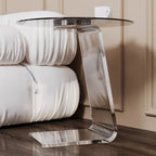 Table d'appoint ronde classique en verre avec base en acrylique pour salon