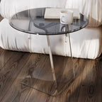 Table d'appoint ronde classique en verre avec base en acrylique pour salon