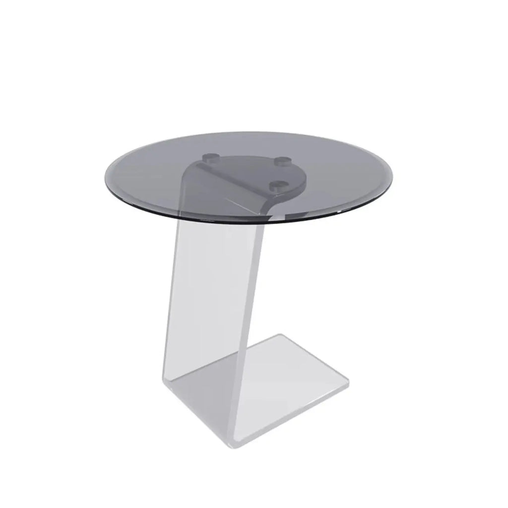 Table d'appoint ronde classique en verre avec base en acrylique pour salon