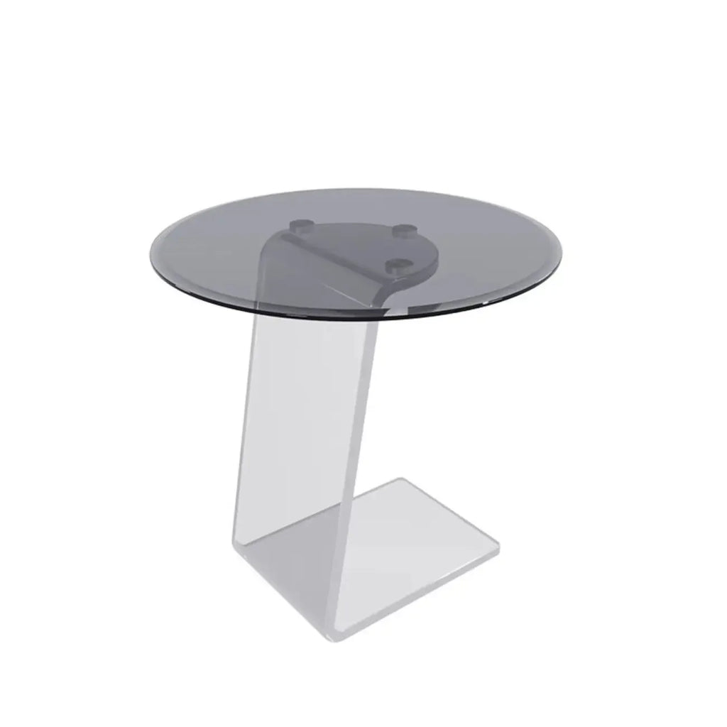 Table d'appoint ronde classique en verre avec base en acrylique pour salon