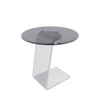 Table d'appoint ronde classique en verre avec base en acrylique pour salon