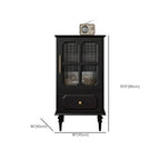 Armoire de rangement classique en bois noir côtelé et verre nervuré